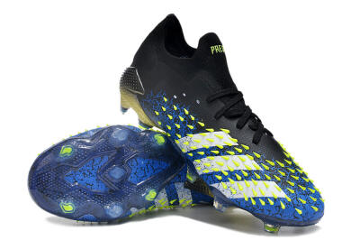 Men's Adidas Predator Freak.1 Low FG Football Boots - Black/Blue/Green