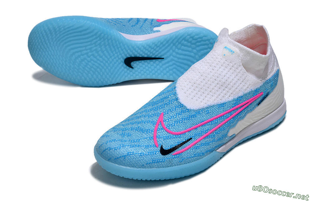 Men's Nike Phantom GX Elite DF IC Football Shoes - Blue/White/Pink 3