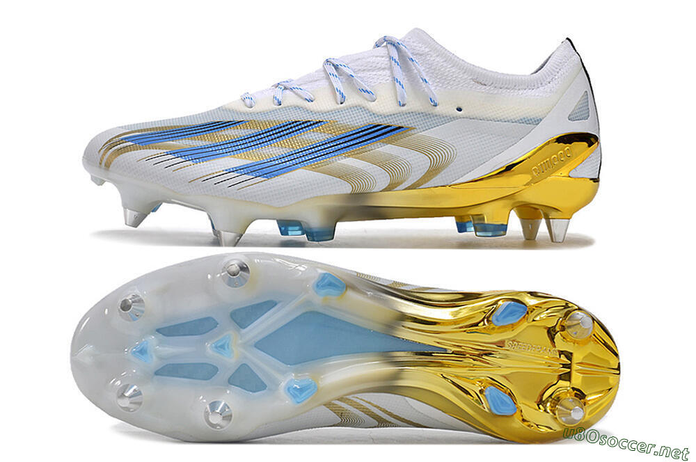 Men's Adidas X Crazyfast.1 SG Football Boots - White/Blue/Gold 1