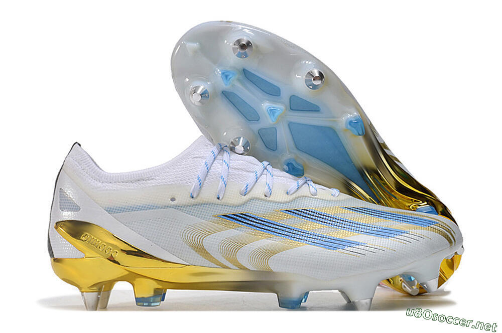 Men's Adidas X Crazyfast.1 SG Football Boots - White/Blue/Gold 2