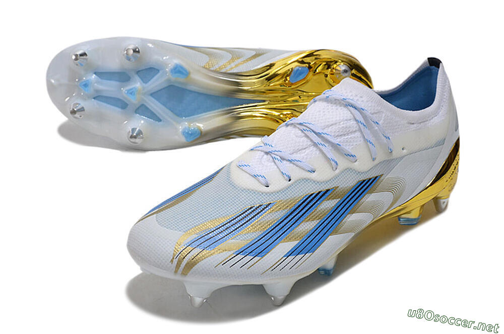 Men's Adidas X Crazyfast.1 SG Football Boots - White/Blue/Gold 3