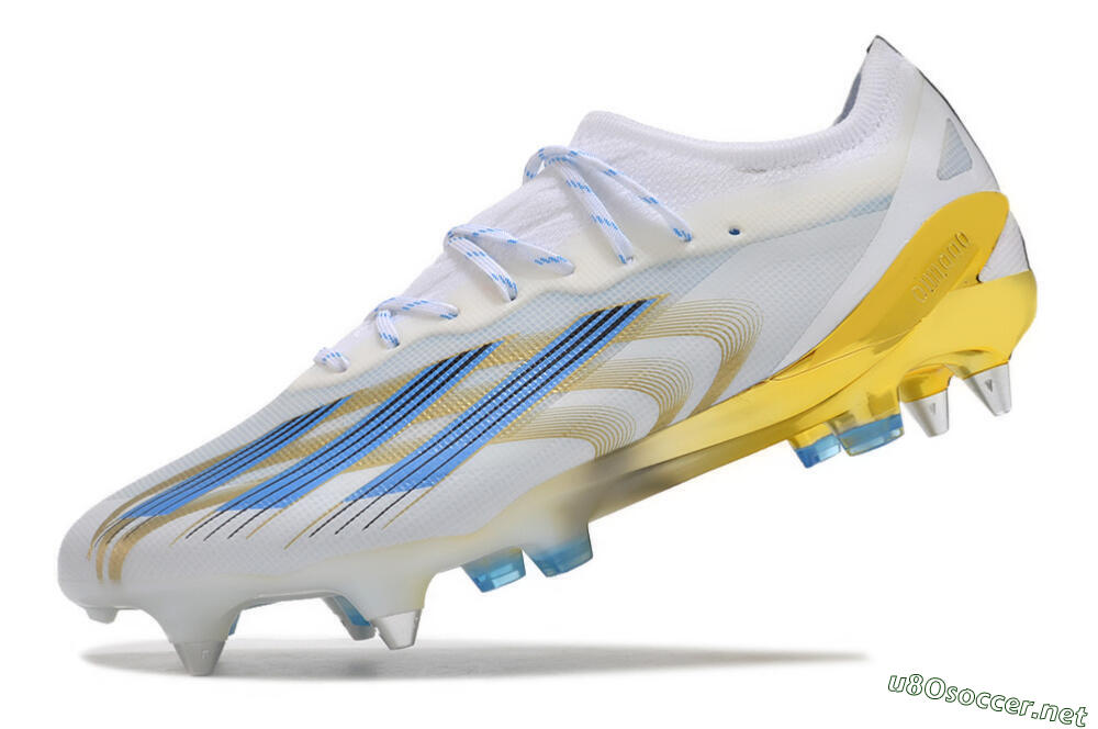 Men's Adidas X Crazyfast.1 SG Football Boots - White/Blue/Gold 5