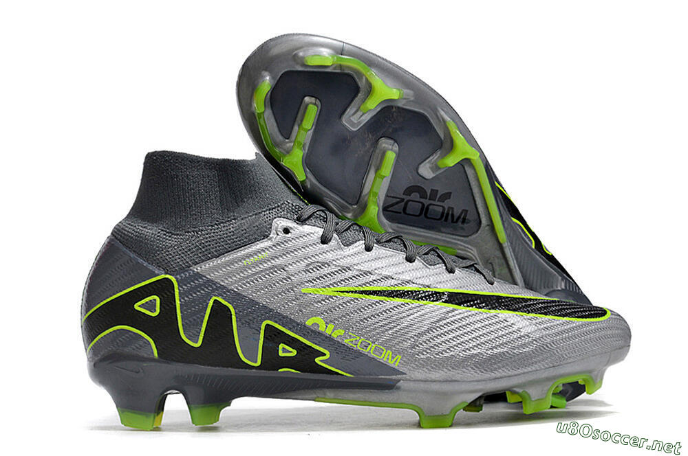 Men's Nike Air Zoom Mercurial Superfly 9 Elite FG Football Boots - Grey/Silver/Black/Green 2