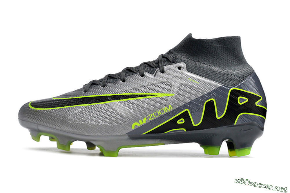 Men's Nike Air Zoom Mercurial Superfly 9 Elite FG Football Boots - Grey/Silver/Black/Green 0