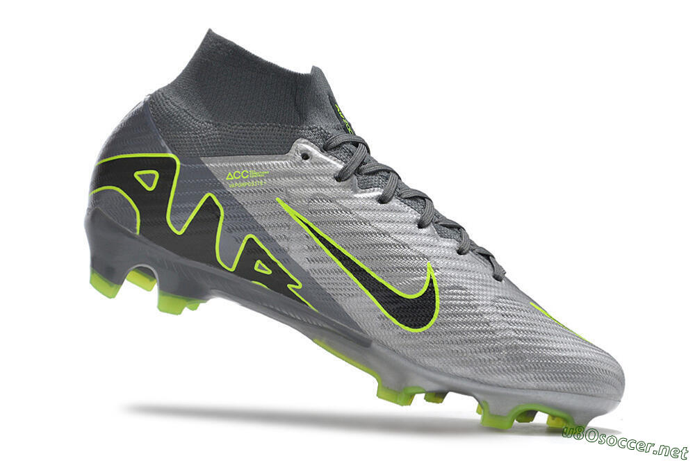 Men's Nike Air Zoom Mercurial Superfly 9 Elite FG Football Boots - Grey/Silver/Black/Green 4