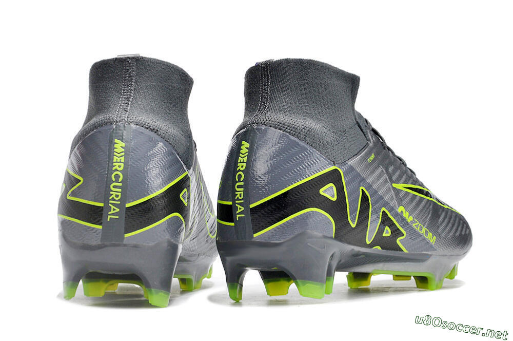 Men's Nike Air Zoom Mercurial Superfly 9 Elite FG Football Boots - Grey/Silver/Black/Green 6