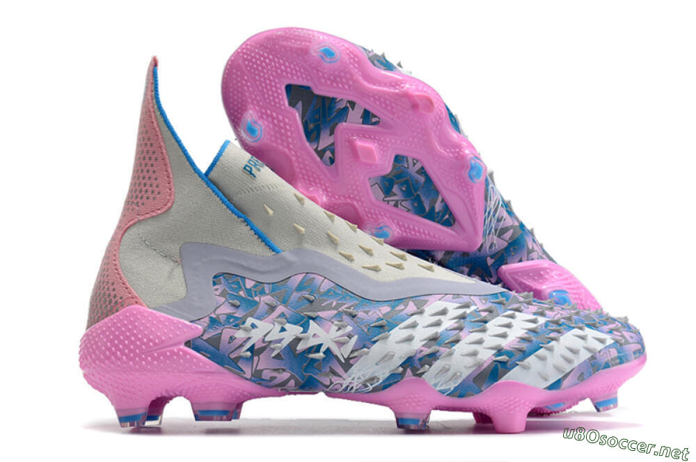 Unisex Adidas Predator Freak+ FG Football Boots - Blue/Pink/White/Grey 2