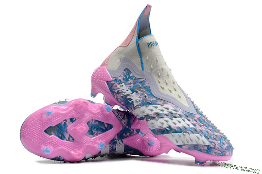 Unisex Adidas Predator Freak+ FG Football Boots - Blue/Pink/White/Grey 3