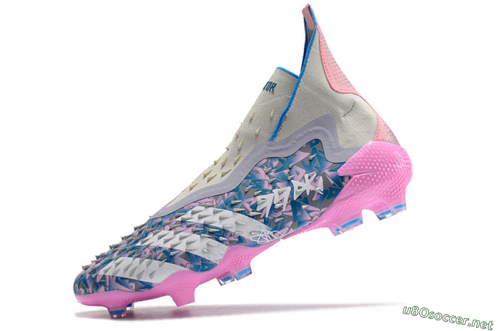 Unisex Adidas Predator Freak+ FG Football Boots - Blue/Pink/White/Grey 5
