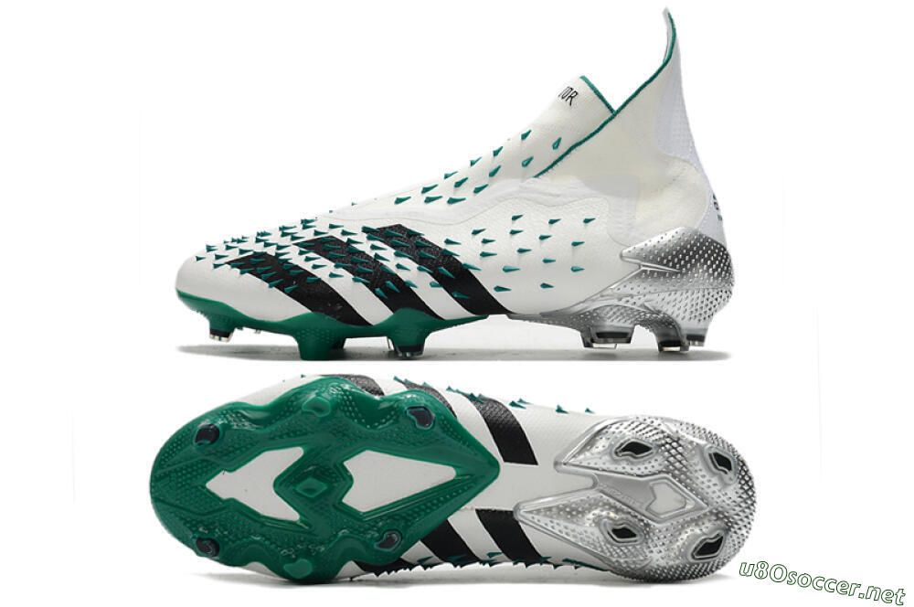 Unisex Adidas Predator Freak+ FG Football Boots - White/Black/Green 1