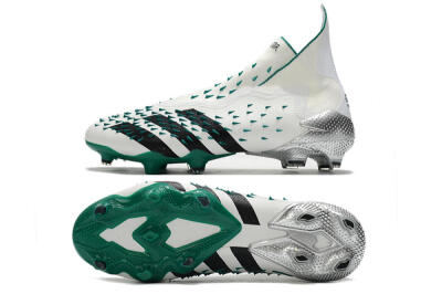 Unisex Adidas Predator Freak+ FG Football Boots - White/Black/Green