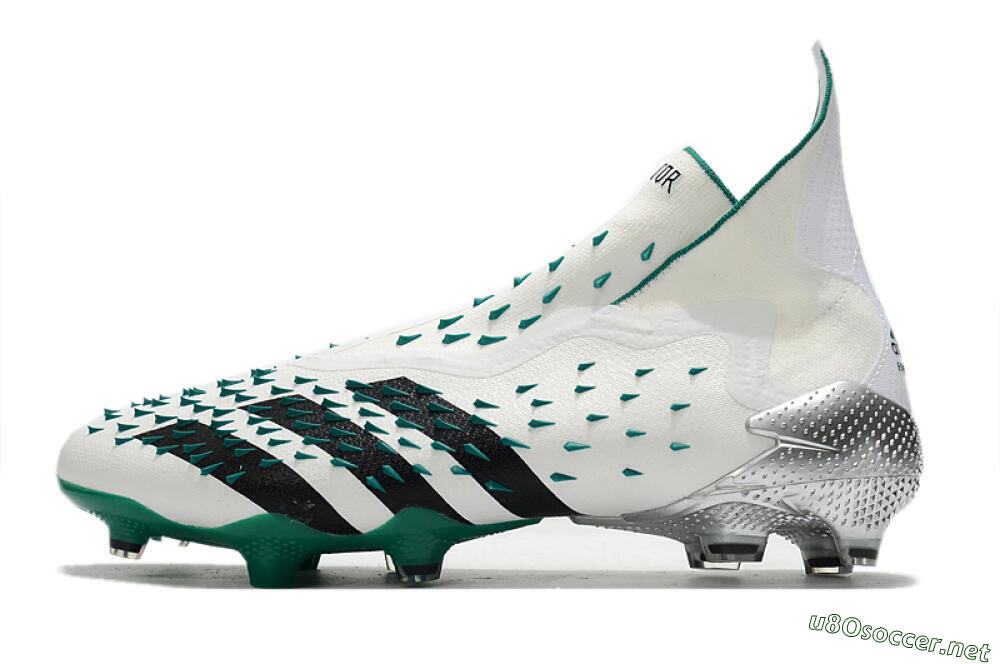 Unisex Adidas Predator Freak+ FG Football Boots - White/Black/Green 0