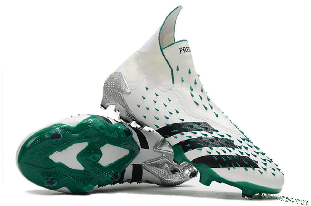 Unisex Adidas Predator Freak+ FG Football Boots - White/Black/Green 3