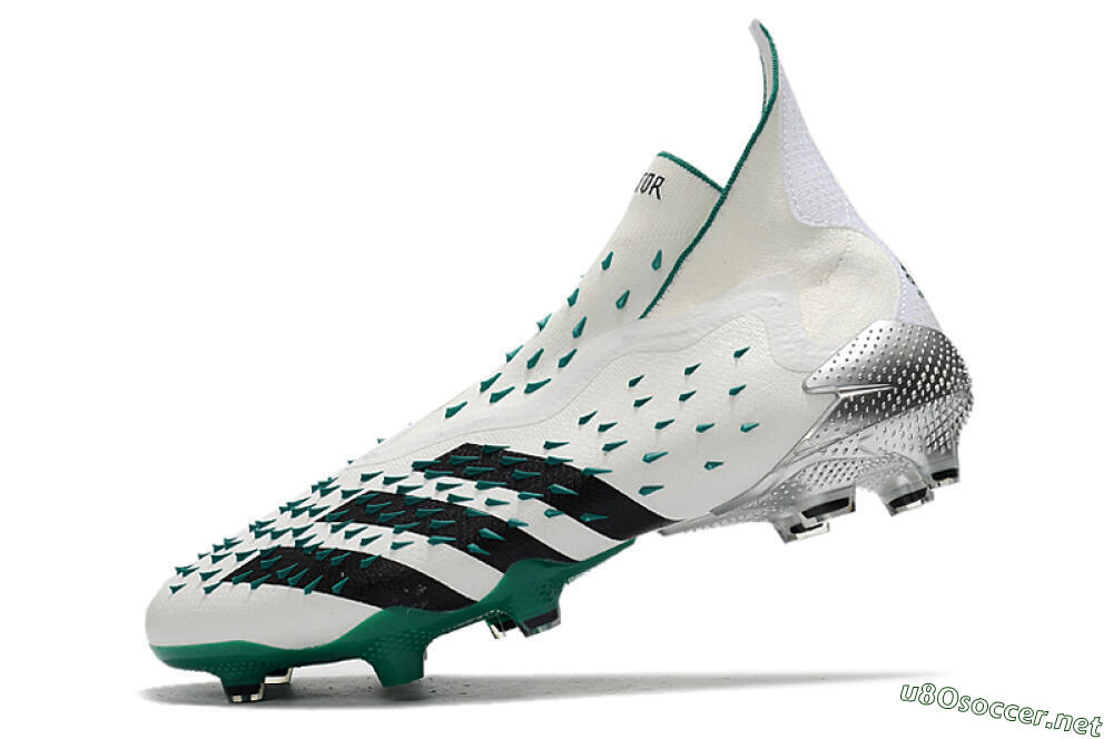 Unisex Adidas Predator Freak+ FG Football Boots - White/Black/Green 5