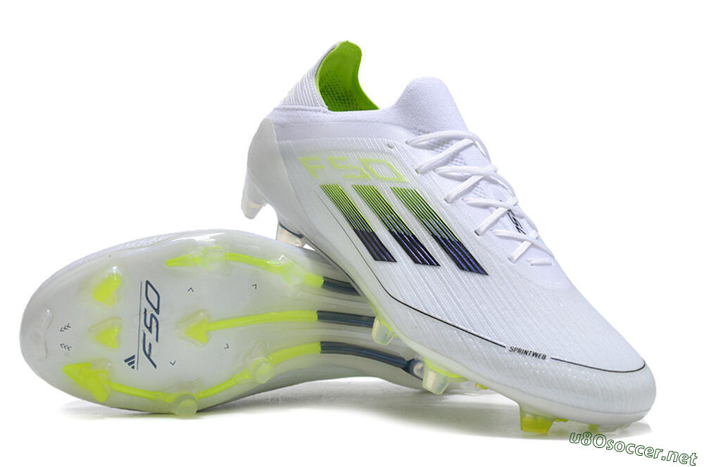 Men's Adidas F50 Adizero FG Football Boots - White/Black/Yellow 3