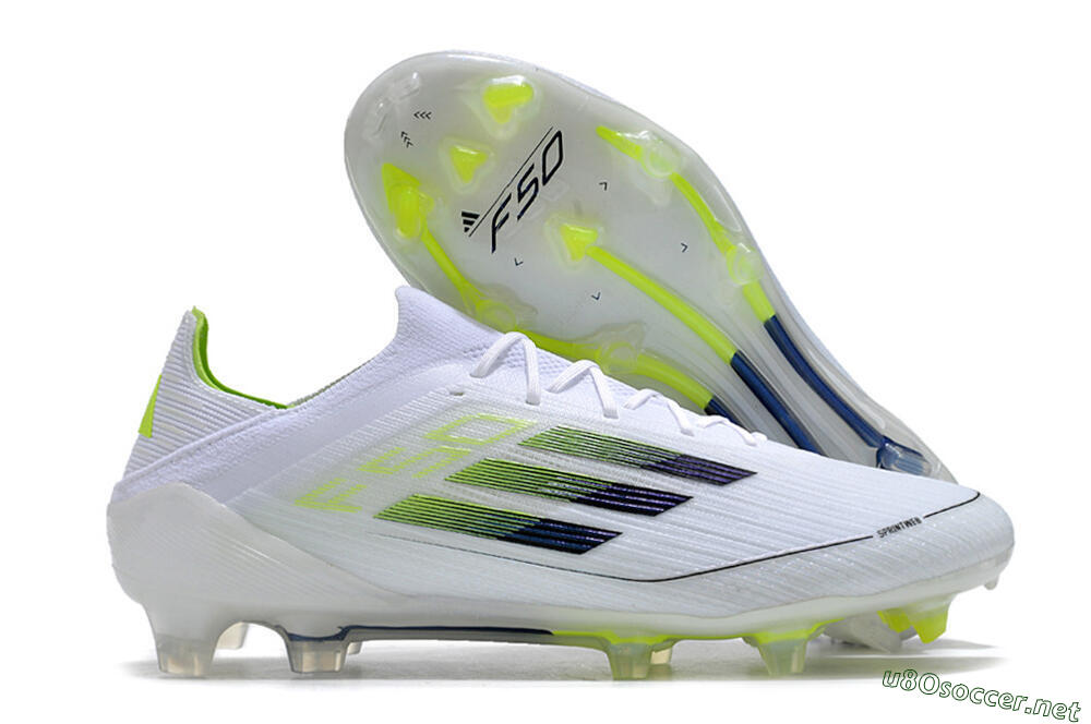 Men's Adidas F50 Adizero FG Football Boots - White/Black/Yellow 2