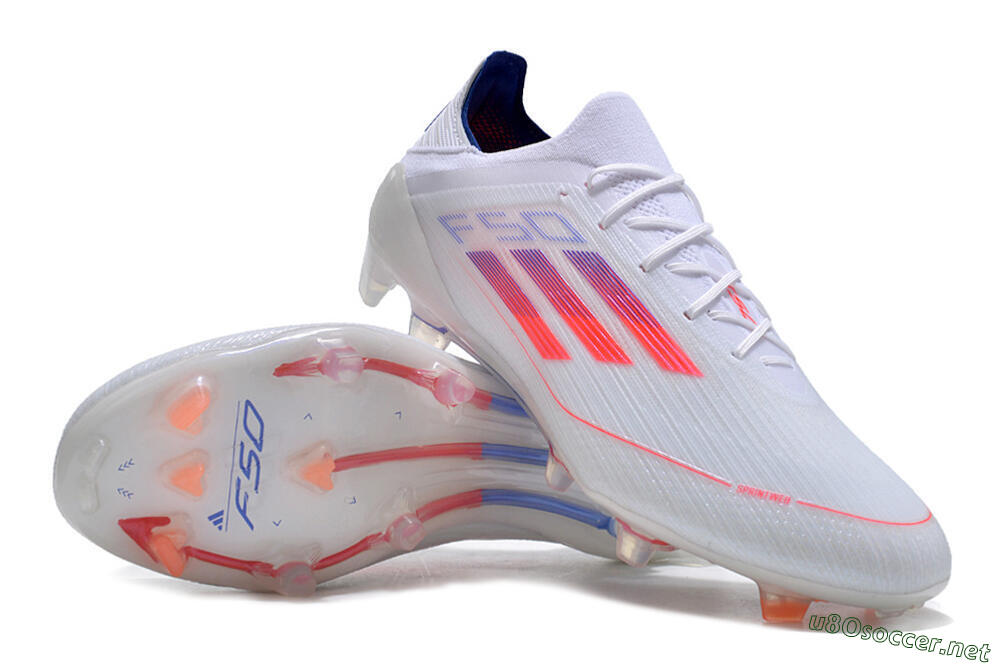 Men's Adidas F50 Adizero FG Football Boots - White/Red/Blue 3