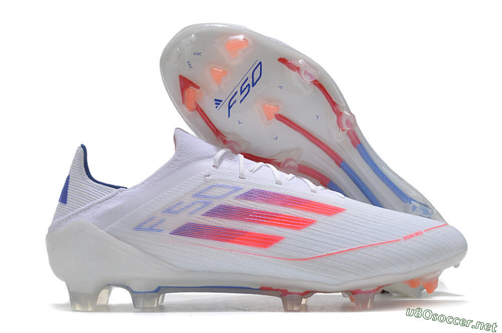 Men's Adidas F50 Adizero FG Football Boots - White/Red/Blue 2