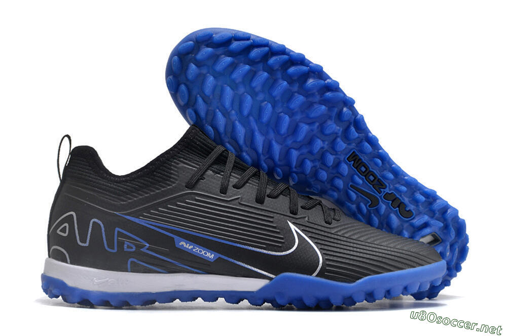Unisex Nike Air Zoom Mercurial Vapor 15 Pro TF Football Shoes - Black/White/Blue 2
