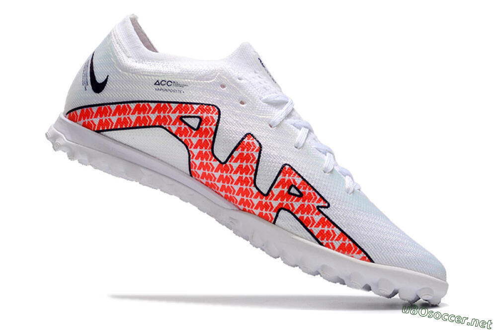 Men's Nike Air Zoom Mercurial Vapor 15 Elite TF Football Shoes - White/Red/Black 4
