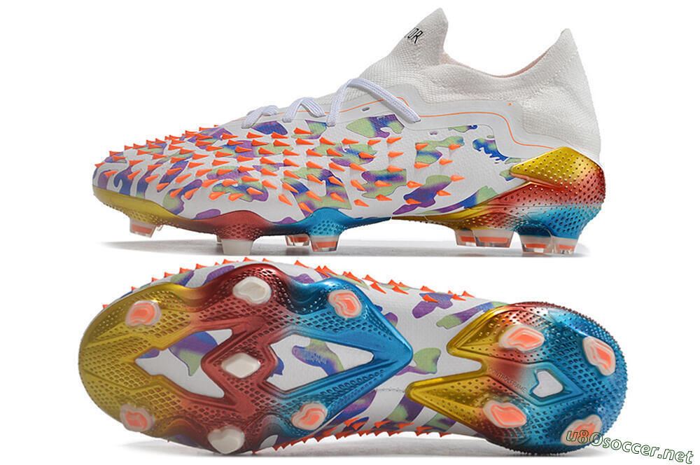 Unisex Adidas Predator Freak.1 Low FG Football Boots - White/Blue/Orange/Gold 1