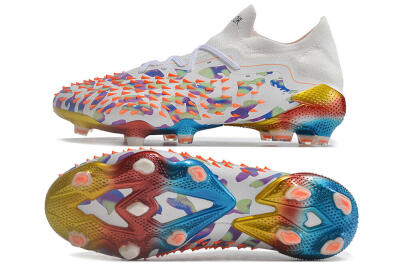 Unisex Adidas Predator Freak.1 Low FG Football Boots - White/Blue/Orange/Gold