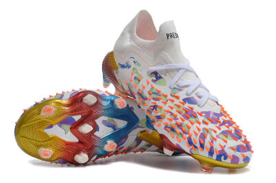 Unisex Adidas Predator Freak.1 Low FG Football Boots - White/Blue/Orange/Gold