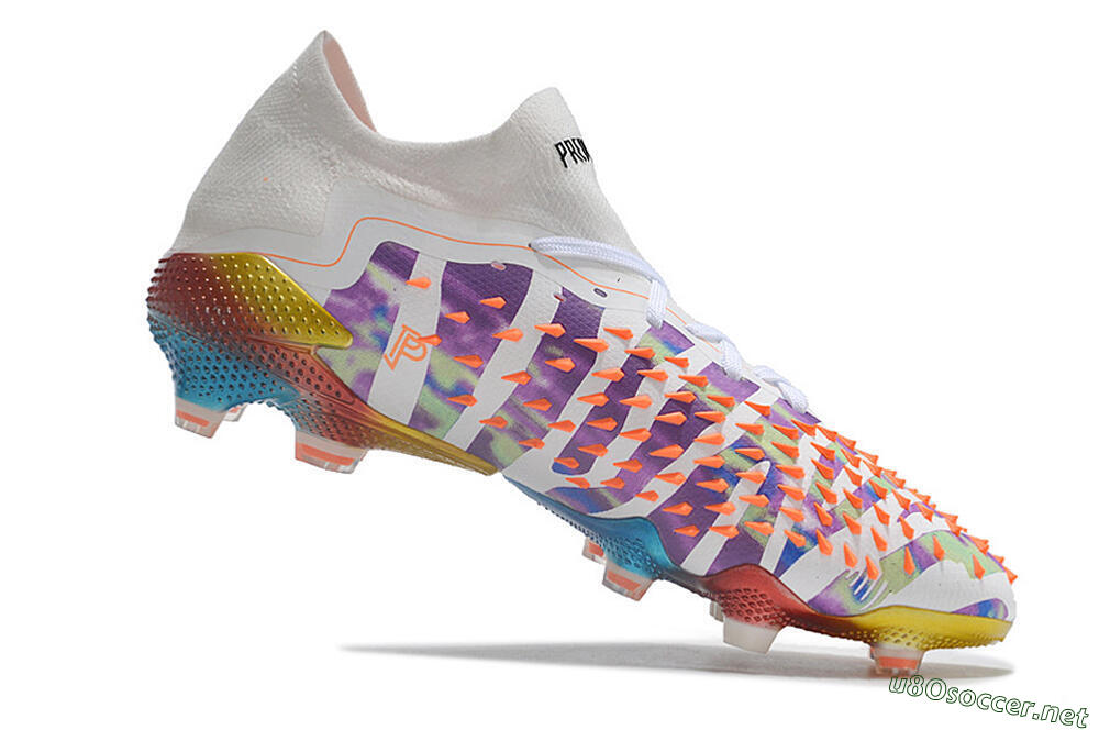 Unisex Adidas Predator Freak.1 Low FG Football Boots - White/Blue/Orange/Gold 4