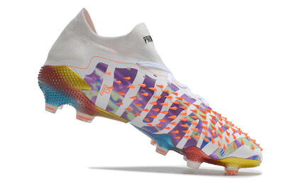 Unisex Adidas Predator Freak.1 Low FG Football Boots - White/Blue/Orange/Gold
