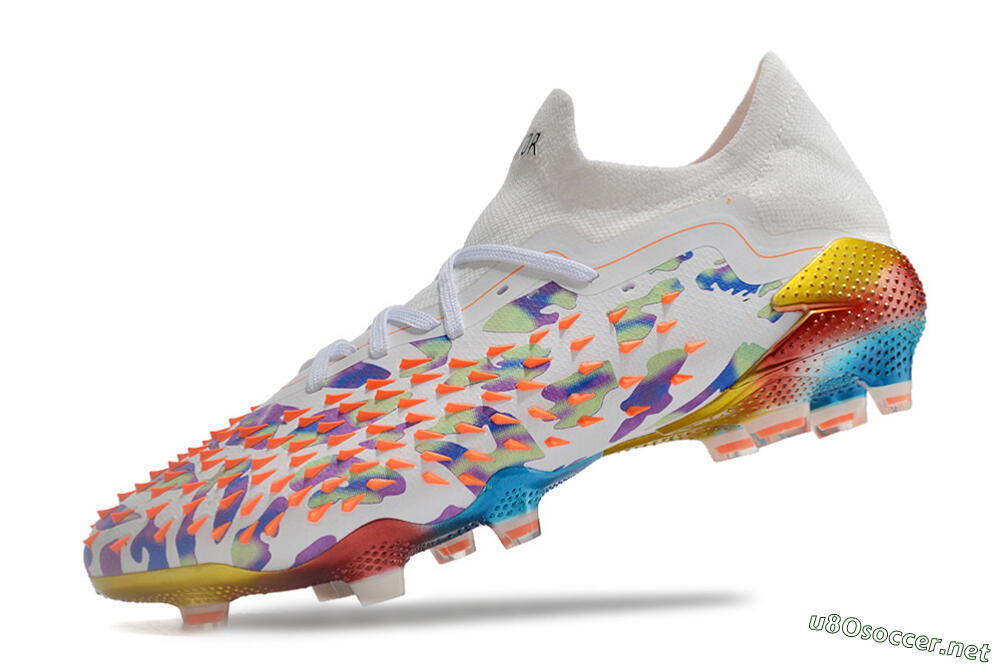 Unisex Adidas Predator Freak.1 Low FG Football Boots - White/Blue/Orange/Gold 5