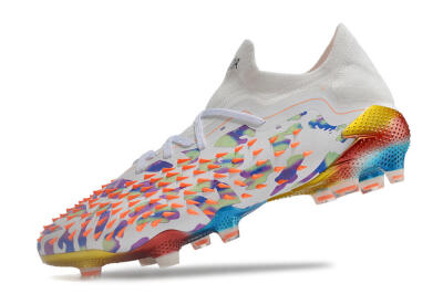 Unisex Adidas Predator Freak.1 Low FG Football Boots - White/Blue/Orange/Gold