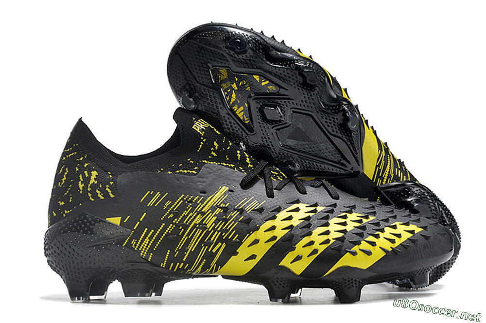 Unisex Adidas Predator Freak.1 Low FG Football Boots - Black/Yellow 2