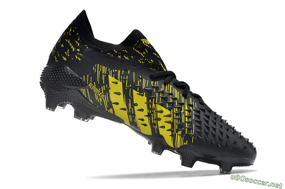 Unisex Adidas Predator Freak.1 Low FG Football Boots - Black/Yellow 4