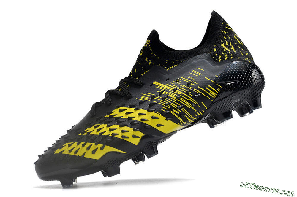 Unisex Adidas Predator Freak.1 Low FG Football Boots - Black/Yellow 5