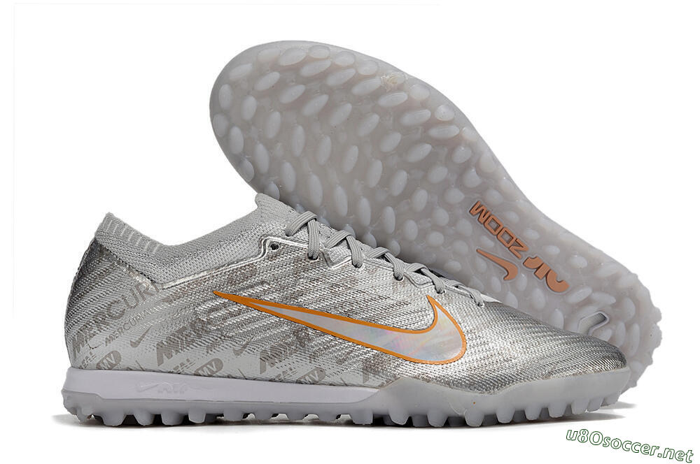 Unisex Nike Air Zoom Mercurial Vapor 15 Elite TF Football Shoes - Silver/Gold 2