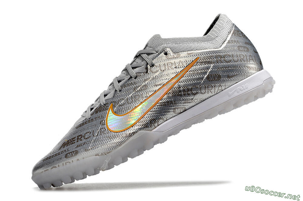 Unisex Nike Air Zoom Mercurial Vapor 15 Elite TF Football Shoes - Silver/Gold 5