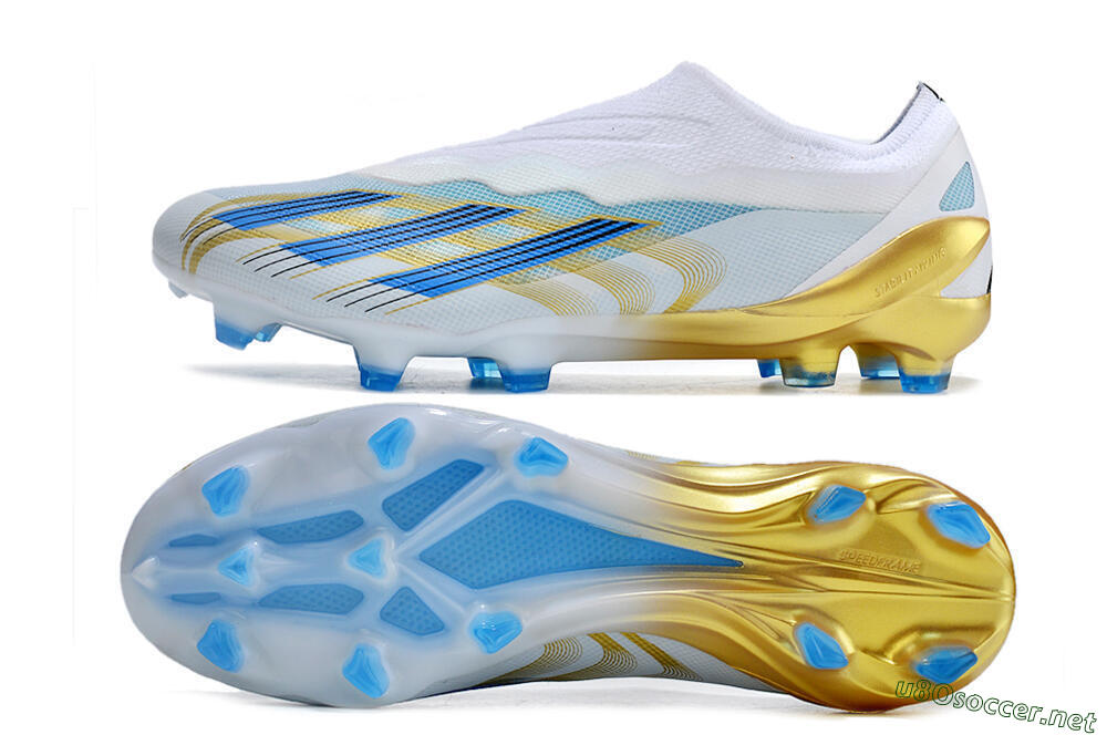 Men's Adidas X Crazyfast.1 FG Football Boots - White/Blue/Gold 1