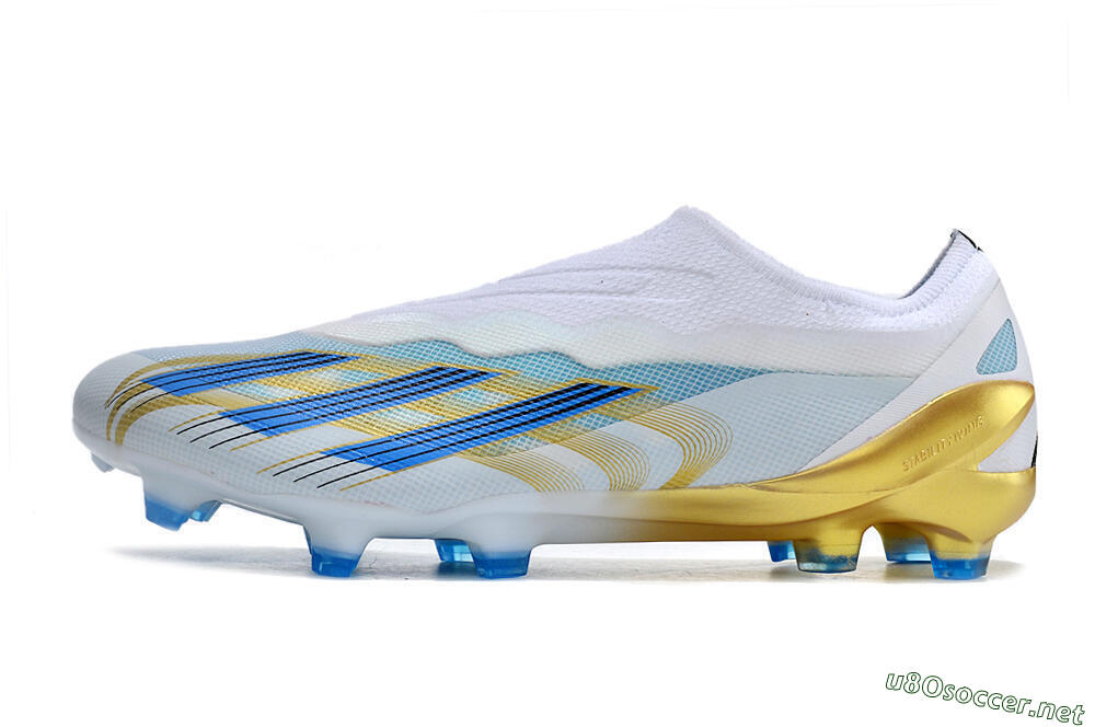 Men's Adidas X Crazyfast.1 FG Football Boots - White/Blue/Gold 0