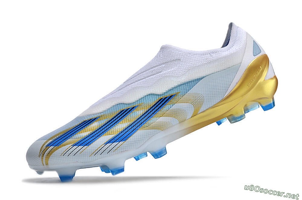 Men's Adidas X Crazyfast.1 FG Football Boots - White/Blue/Gold 5
