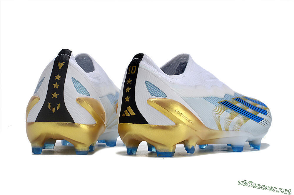 Men's Adidas X Crazyfast.1 FG Football Boots - White/Blue/Gold 6
