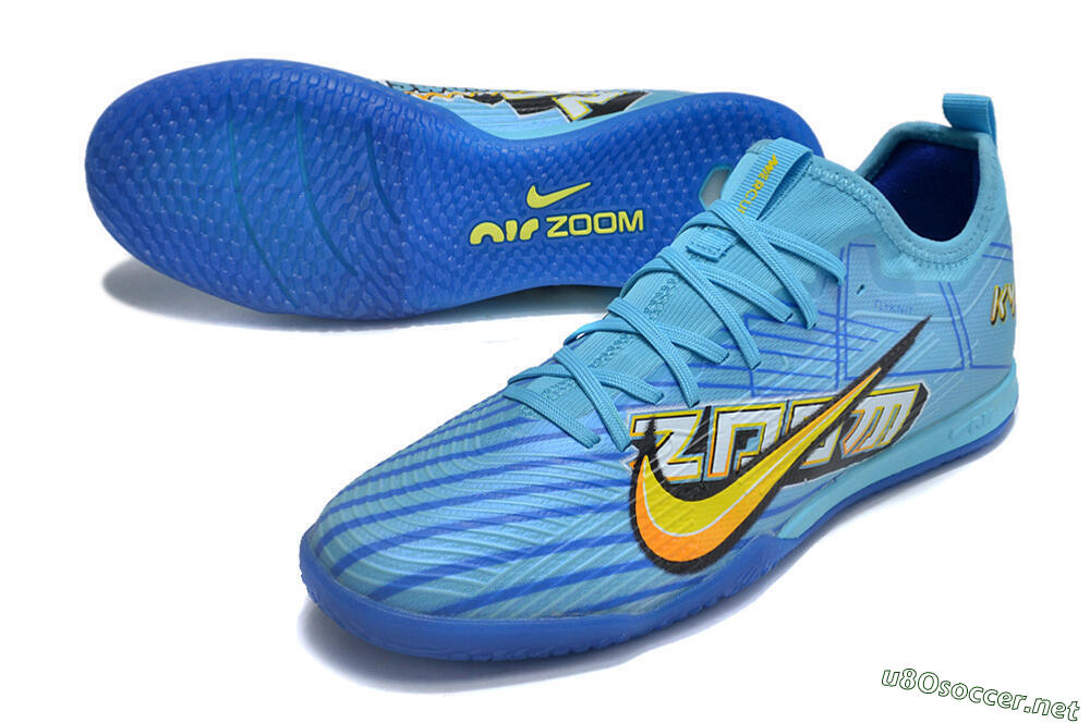 Men's Nike Air Zoom Mercurial Vapor 15 Elite IC Football Shoes - Blue/Yellow/Orange/White 3