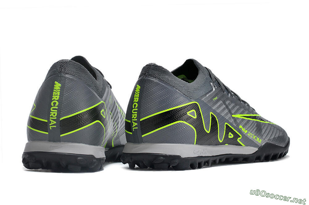 Men's Nike Air Zoom Mercurial Vapor 15 Elite TF Football Shoes - Silver/Grey/Black/Green 6