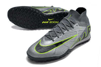 Men's Nike Air Zoom Mercurial Superfly 9 Elite TF Football Shoes - Silver/Grey/Black/Green