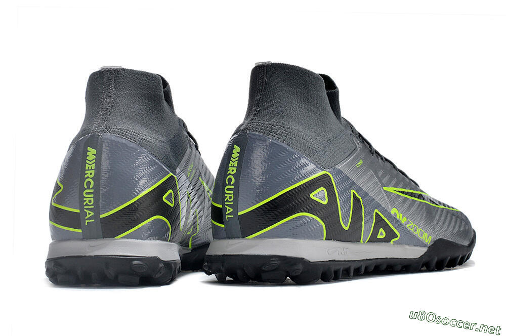 Men's Nike Air Zoom Mercurial Superfly 9 Elite TF Football Shoes - Silver/Grey/Black/Green 6