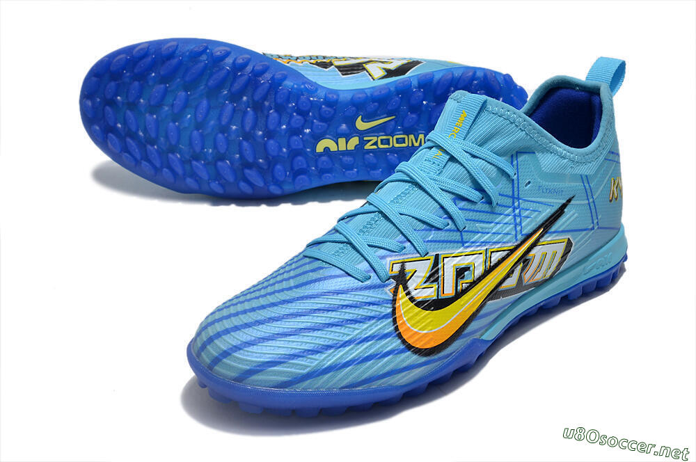 Men's Nike Air Zoom Mercurial Vapor 15 Pro TF Football Shoes - Blue/Yellow/Orange/White 3