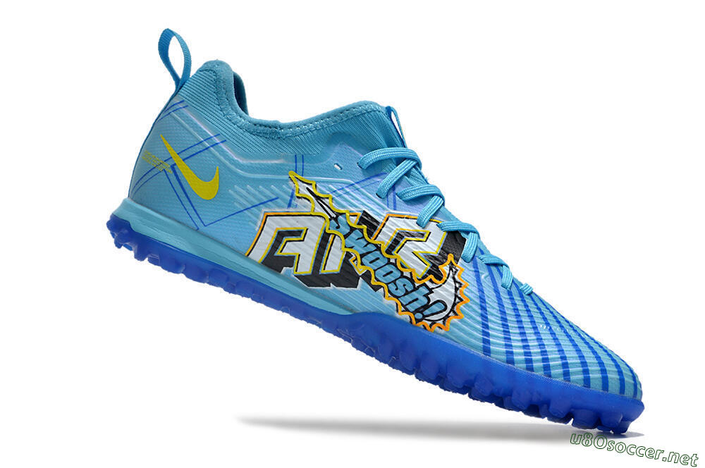 Men's Nike Air Zoom Mercurial Vapor 15 Pro TF Football Shoes - Blue/Yellow/Orange/White 4