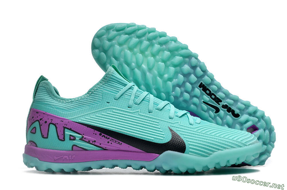 Unisex Nike Air Zoom Mercurial Vapor 15 Pro TF Football Shoes - Jade/Black/Purple 2