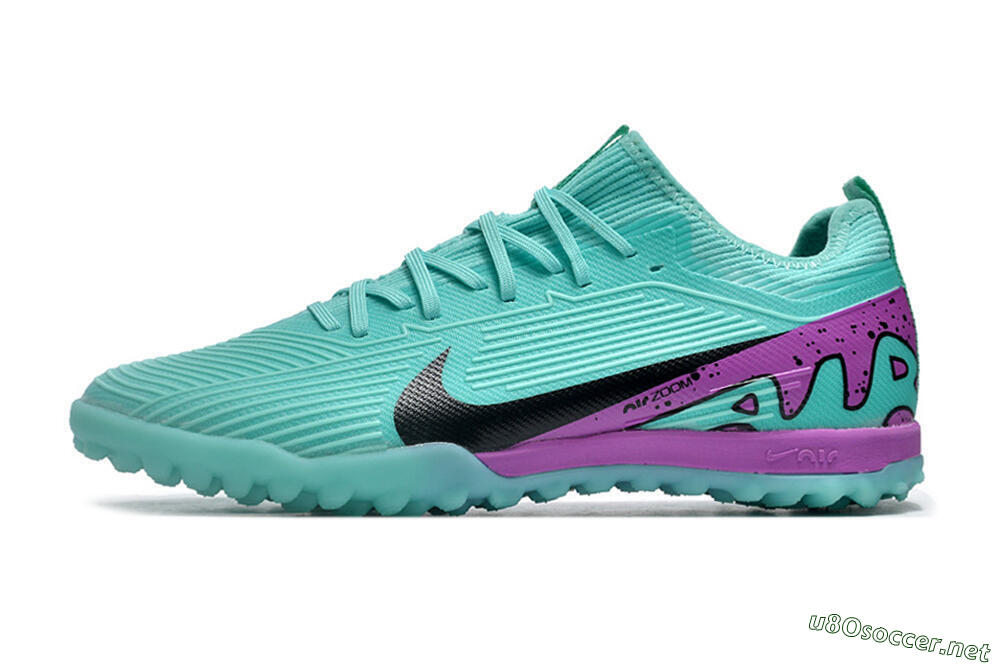 Unisex Nike Air Zoom Mercurial Vapor 15 Pro TF Football Shoes - Jade/Black/Purple 0