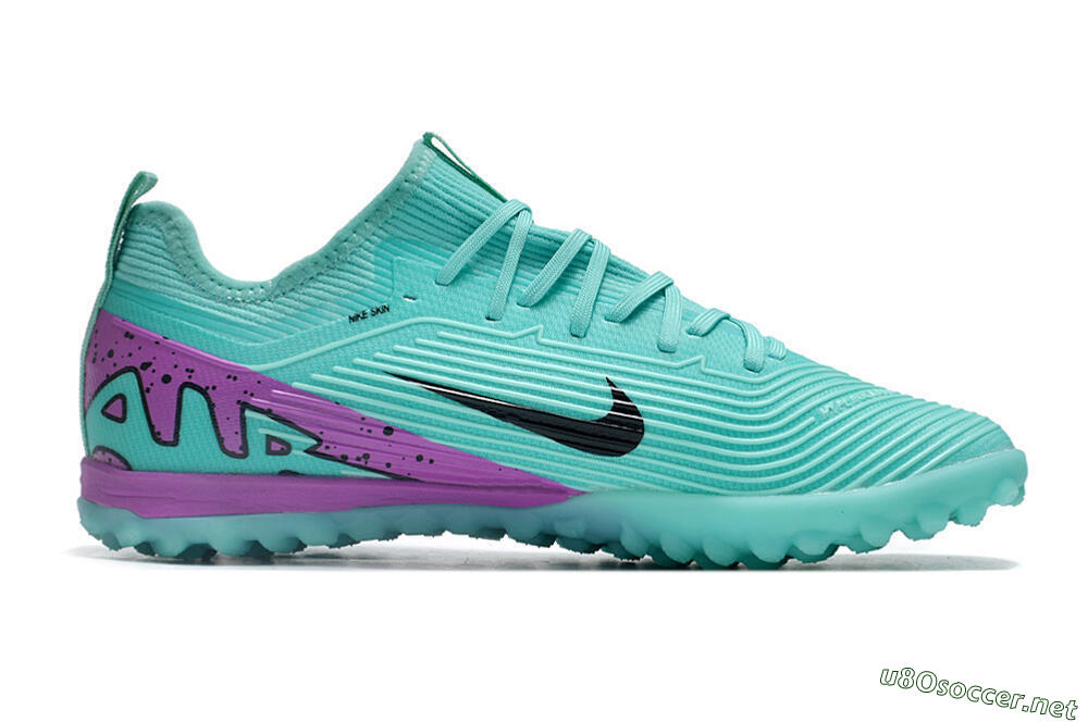 Unisex Nike Air Zoom Mercurial Vapor 15 Pro TF Football Shoes - Jade/Black/Purple 7