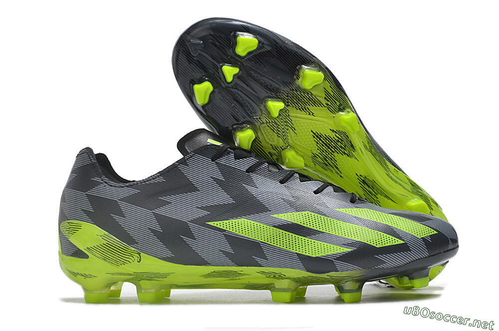 Men's Adidas X Crazyfast+ FG Football Boots - Black/Grey/Green 2
